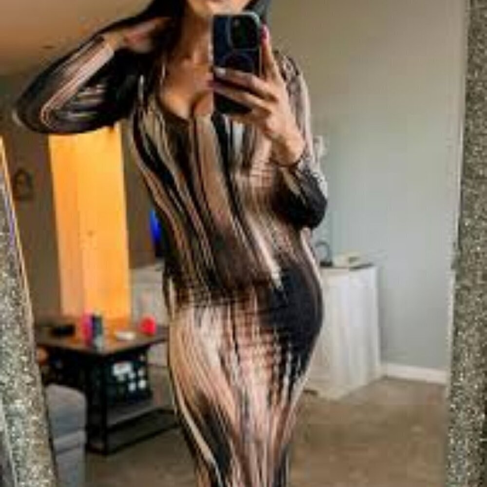 Mocha Lightwight Striped Midi Dress Tik tok viral dress!